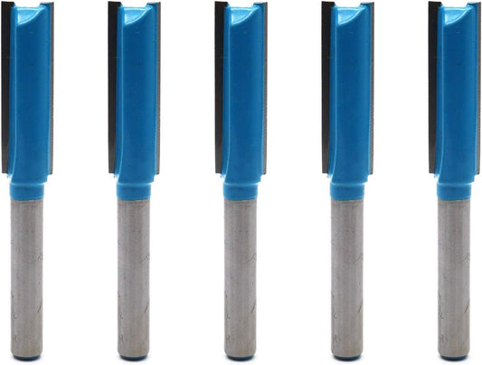 Straight Router Bit Double Flutes for Woodworking 1/4" Shank Dia 3/8" Cutting Dia - Pack of 5 V1258-DP02-B-3900