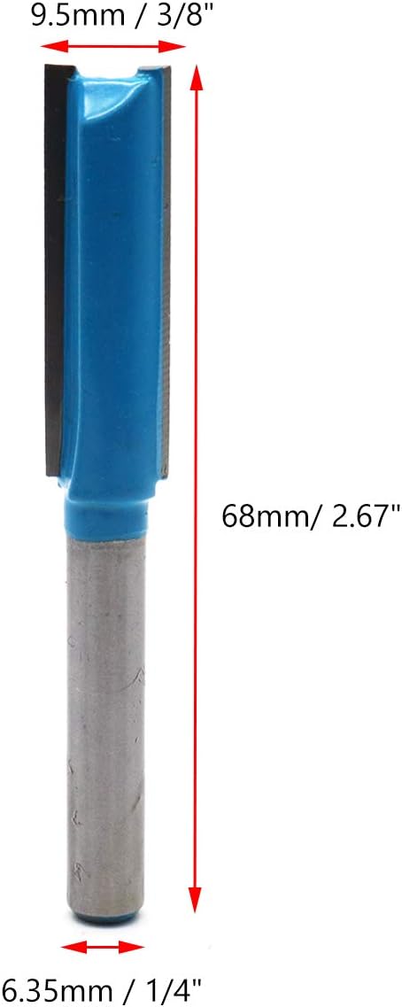 Straight Router Bit Double Flutes for Woodworking 1/4" Shank Dia 3/8" Cutting Dia - Pack of 5 V1258-DP02-B-3900