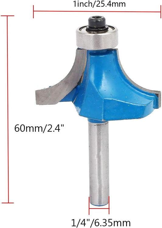 Round Over Edging Router Bit 1/4" Shank 1/2" Cutting Radius Bearing Guide Corner Rounding Router Bit V1258-DP02-B-3901