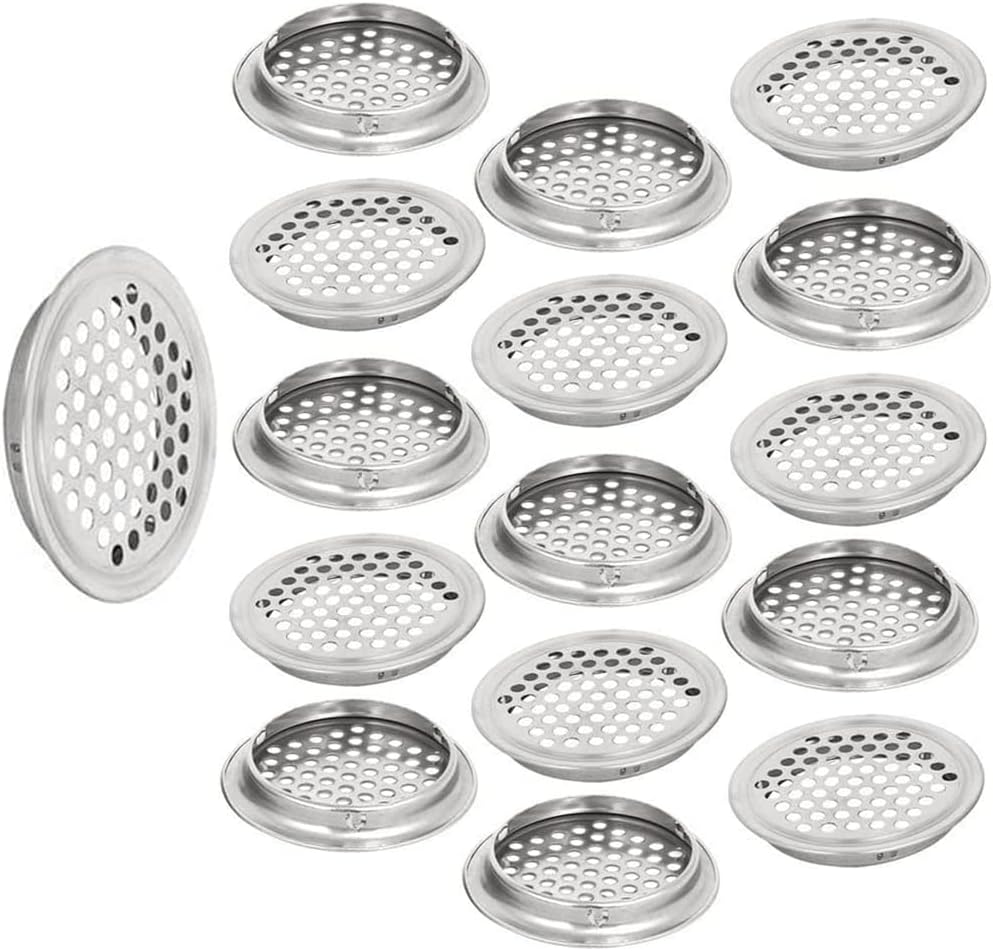 20pcs Soffit Vents 2.08" Mounting Dia Stainless Steel Round Air Vent Louver for Cabinet Bathroom Office V1258-DP02-B-3905