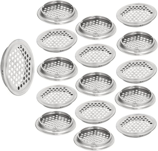 20pcs Soffit Vents 2.08" Mounting Dia Stainless Steel Round Air Vent Louver for Cabinet Bathroom Office V1258-DP02-B-3905