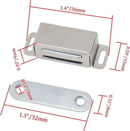Mini Size Door Magnet Door Catch Latch Stainless Steel for Cupboard Cabinet -Pack of 20 V1258-DP02-B-3911