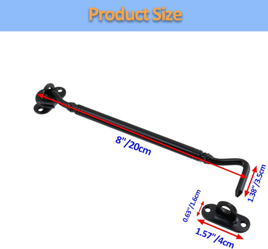 Gate Latch Hook and Eye Latch for Door Barn Door Lock Stainless Steel Door Latch for Shutters Window Shed V1258-DP02-B-3912