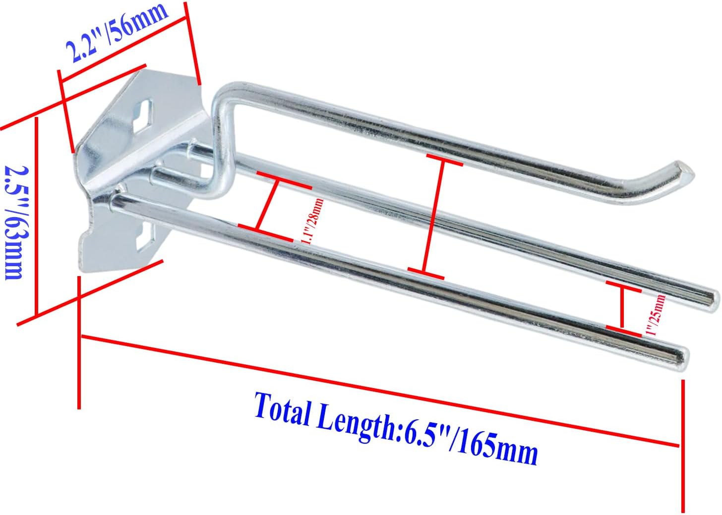 Pegboard Hooks Heavy Duty Metal Steel 3/8" Square Hole Peg Hooks Suitbale for 1.5" Spaced Pegboards Wall V1258-DP02-B-3923