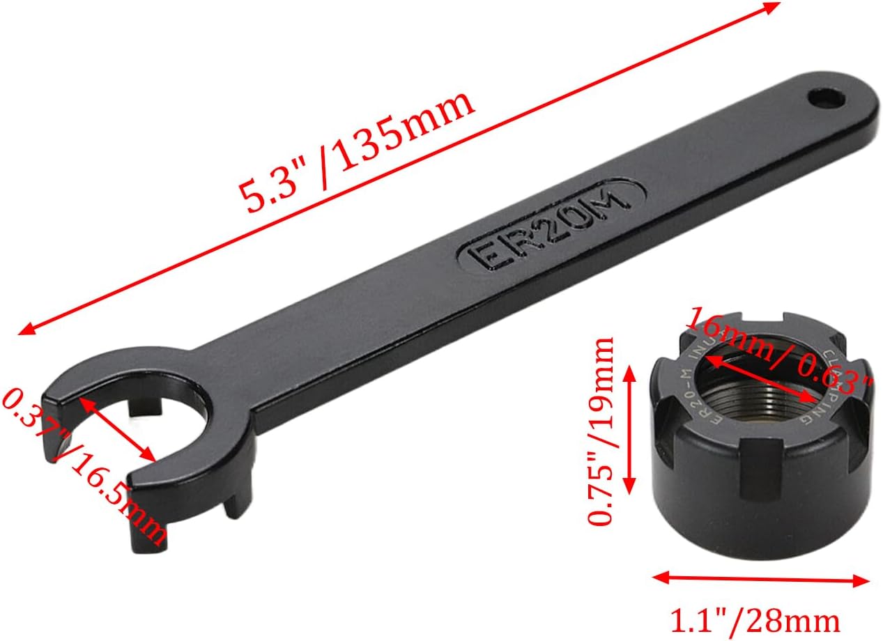 ER20M Wrench Collet Chuck Spanner with ER20M Collet Nut for CNC Milling Chuck Holder Lathe -2pcs V1258-DP02-B-3925