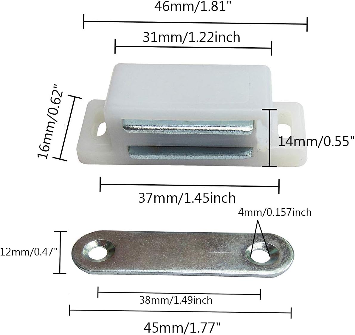 Magnetic Door Catch Latches for Cabinet Doors, Cupboards, Drawers & Shutters -Pack of 10 V1258-DP02-B-3927