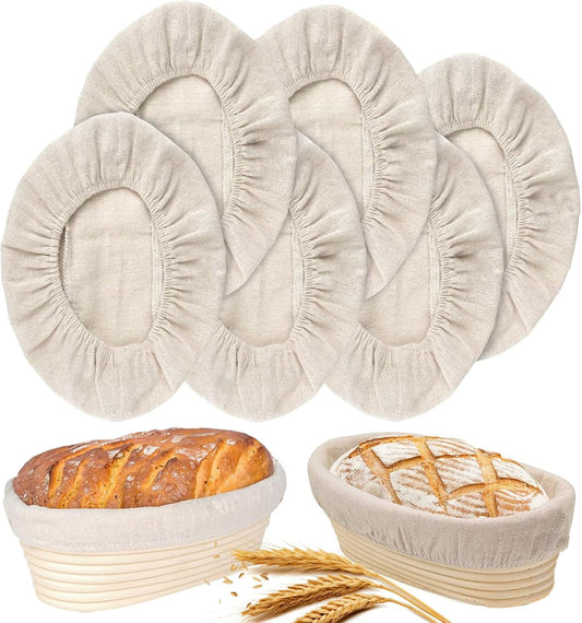 6 Packs Oval Banneton Cloth Liner for Bread Sourdough Proofing, 10 inches, Natural Rattan Bread Proofing V1258-DP02-B-393