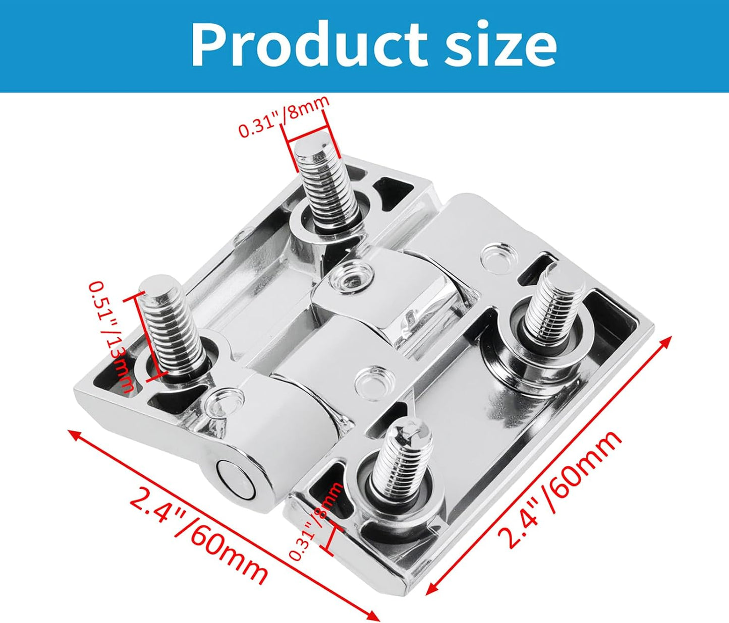 Cabinet Hinge Zinc Alloy Door Hinges with Screw Bolts Polished Chrom Silver Butt Hinge for Electrical V1258-DP02-B-3936