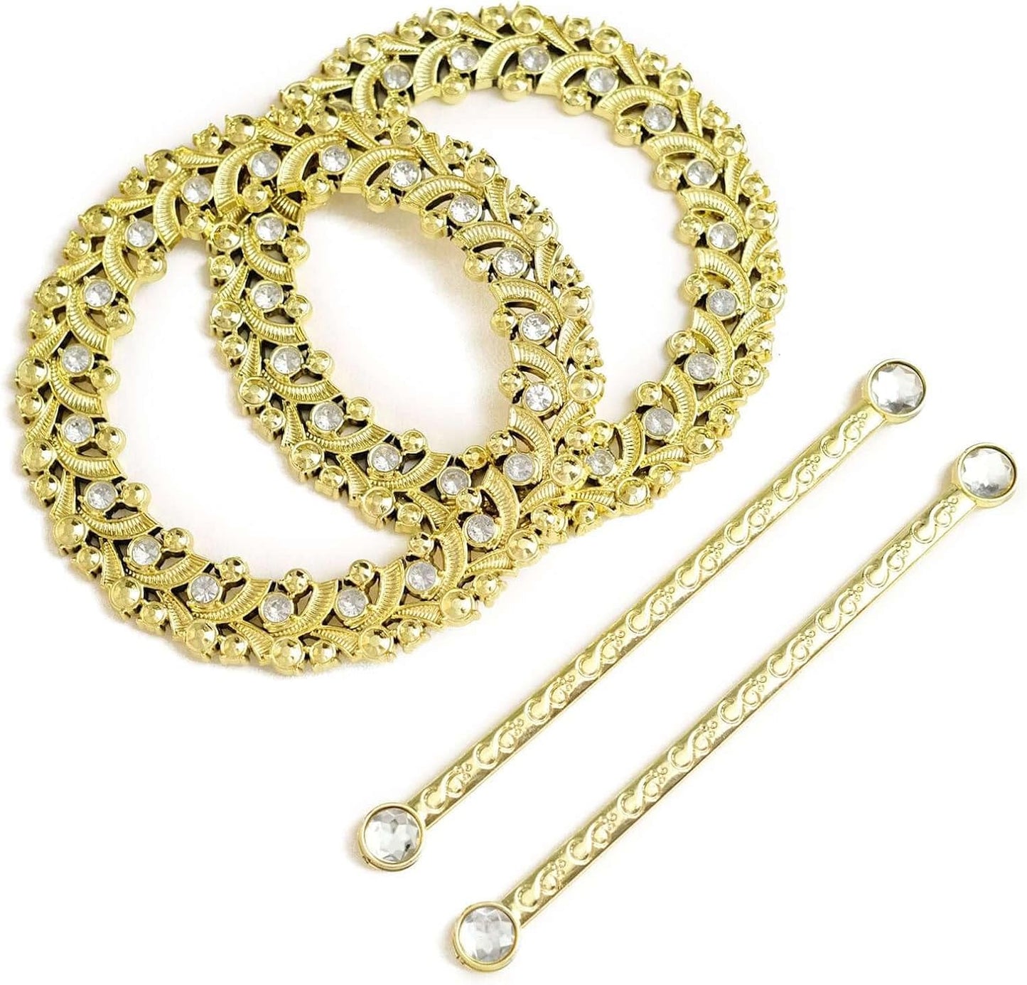Efavormart 2 Pack | 7" Gold Barrette Style Acrylic Crystal Curtain Tie Backs, Round Backdrop Drapery Brooch V1258-DP02-B-3943
