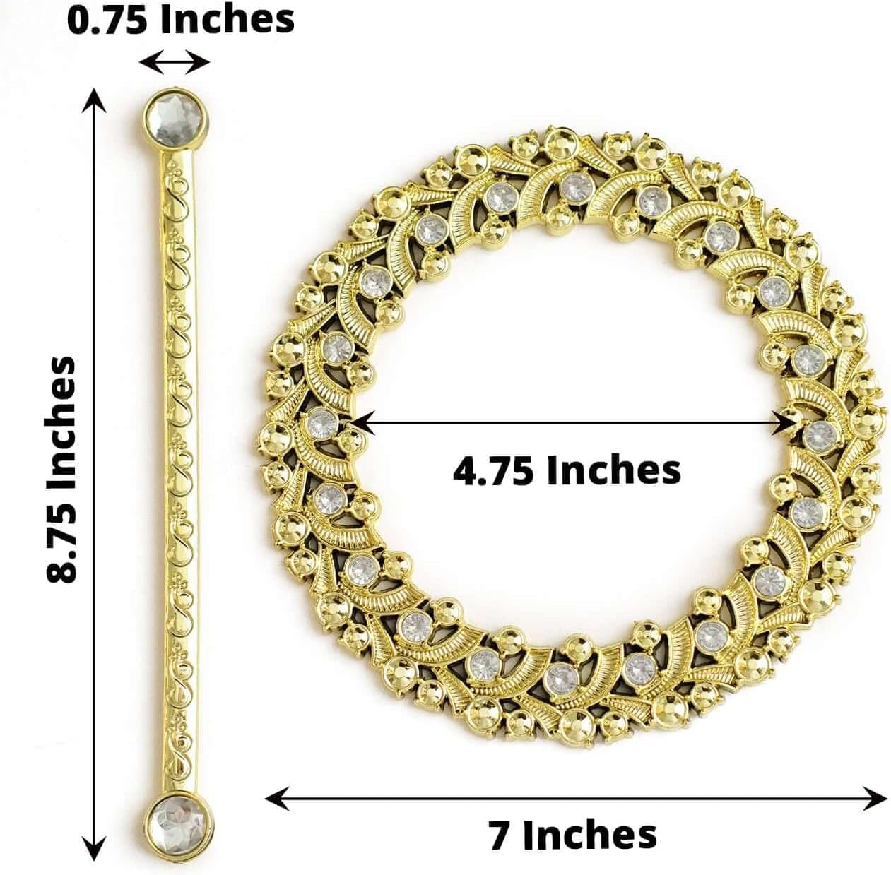 Efavormart 2 Pack | 7" Gold Barrette Style Acrylic Crystal Curtain Tie Backs, Round Backdrop Drapery Brooch V1258-DP02-B-3943
