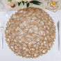 Efavormart 6 Pack 15" Natural Metallic String Round Placemats for Wedding Events Birthday Party V1258-DP02-B-3946