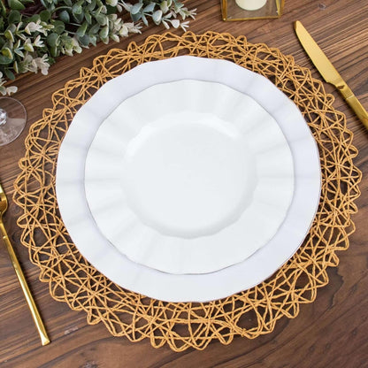 Efavormart 6 Pack 15" Natural Metallic String Round Placemats for Wedding Events Birthday Party V1258-DP02-B-3946