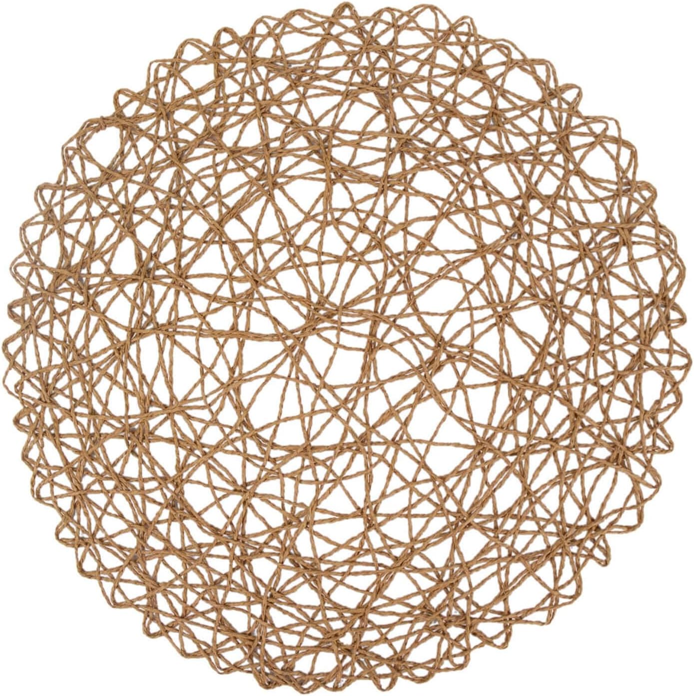Efavormart 6 Pack 15" Natural Metallic String Round Placemats for Wedding Events Birthday Party V1258-DP02-B-3946