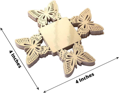 Efavormart 50 Pack | 4" Mini Metallic Gold Butterfly Truffle Cup Dessert Liners, Square Cupcake Tray Wrappers V1258-DP02-B-3951