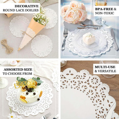 Efavormart 100 Pack Round White Paper Doilies, Food Grade Lace Paper Placemats - 14" V1258-DP02-B-3956