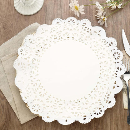 Efavormart 100 Pack Round White Paper Doilies, Food Grade Lace Paper Placemats - 14" V1258-DP02-B-3956