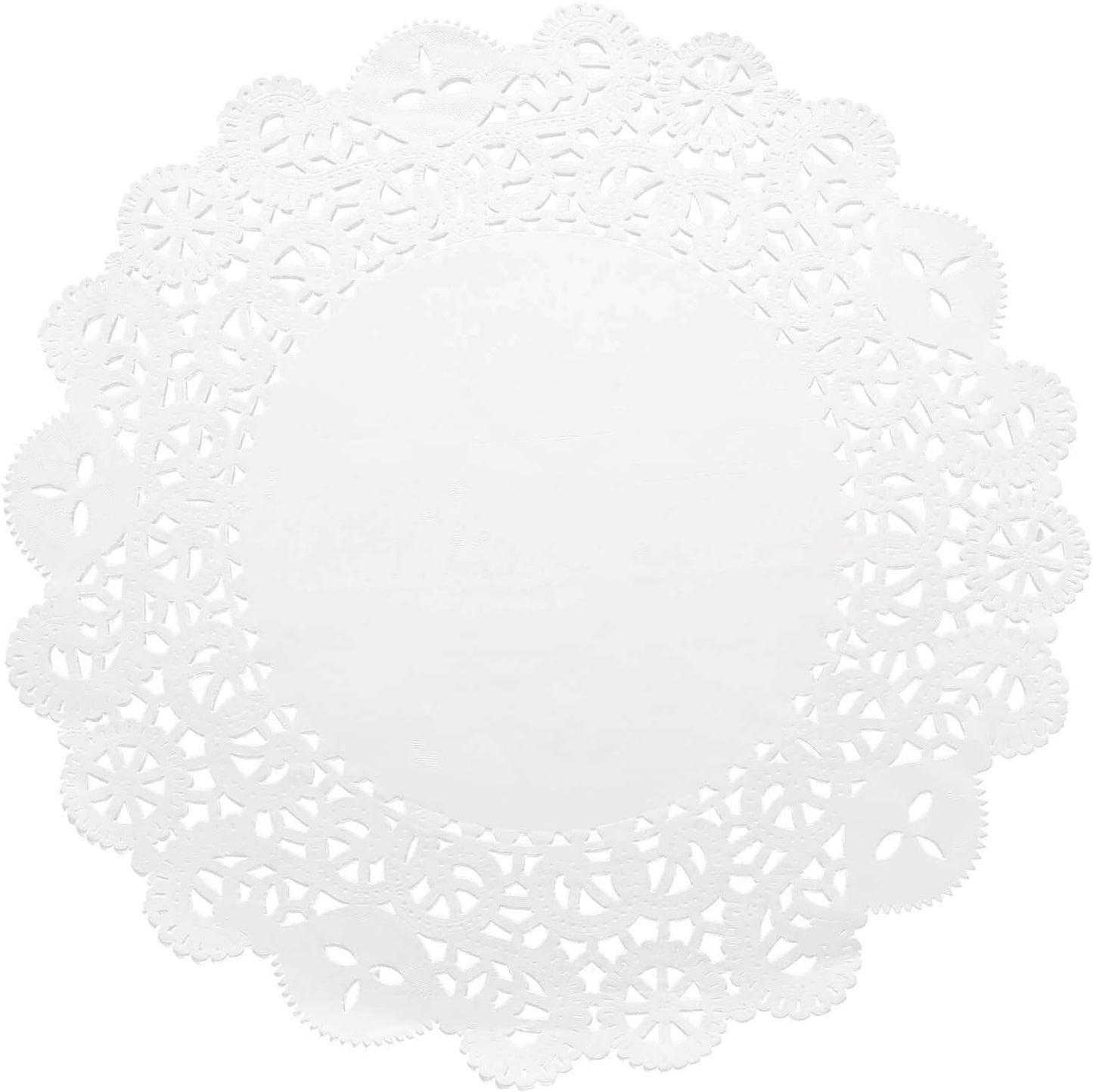 Efavormart 100 Pack Round White Paper Doilies, Food Grade Lace Paper Placemats - 14" V1258-DP02-B-3956