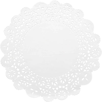 Efavormart 100 Pack Round White Paper Doilies, Food Grade Lace Paper Placemats - 14" V1258-DP02-B-3956