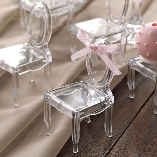 Efavormart 12 Pack 4" Clear Chair Shaped Party Favor Holders - Transparent Plastic Candy Treat Display V1258-DP02-B-3957