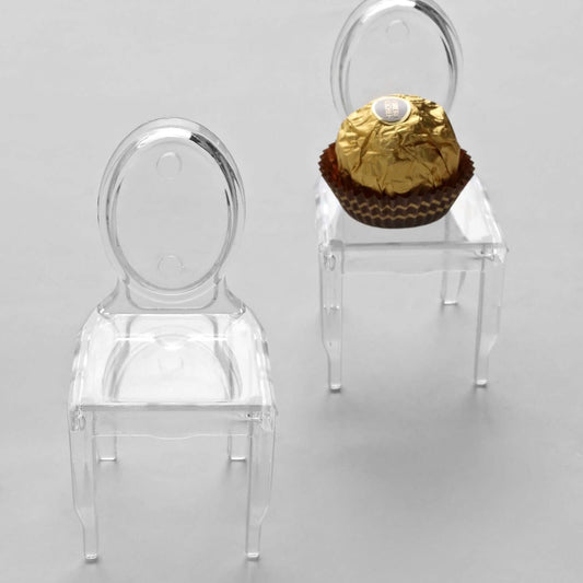 Efavormart 12 Pack 4" Clear Chair Shaped Party Favor Holders - Transparent Plastic Candy Treat Display V1258-DP02-B-3957