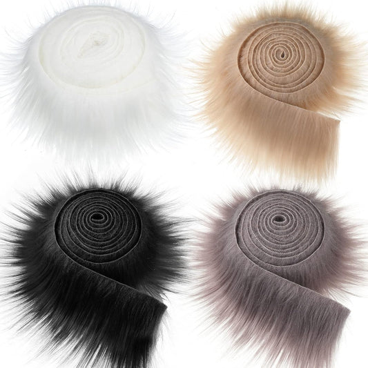 4 Pieces Faux Fur for Craft Fake Fur Shaggy Patches Ribbon Chair Cover Seat Cushion Pad Supplies for Sewing V1258-DP02-B-3984