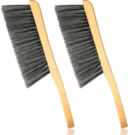 2 Pieces Wooden Bench Brushes Fireplace Brush Natural Fiber Bench Soft Bristles Long Wood Handle Dust for V1258-DP02-B-3985