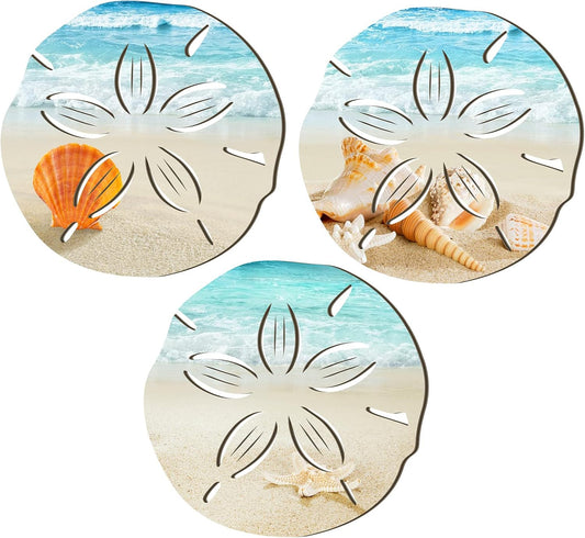 3 Pcs Summer Coastal Wall Decor Bathroom Beach Blue Wall Art Sea Turtle Surfboard Seahorse Starfish Seashell V1258-DP02-B-3990