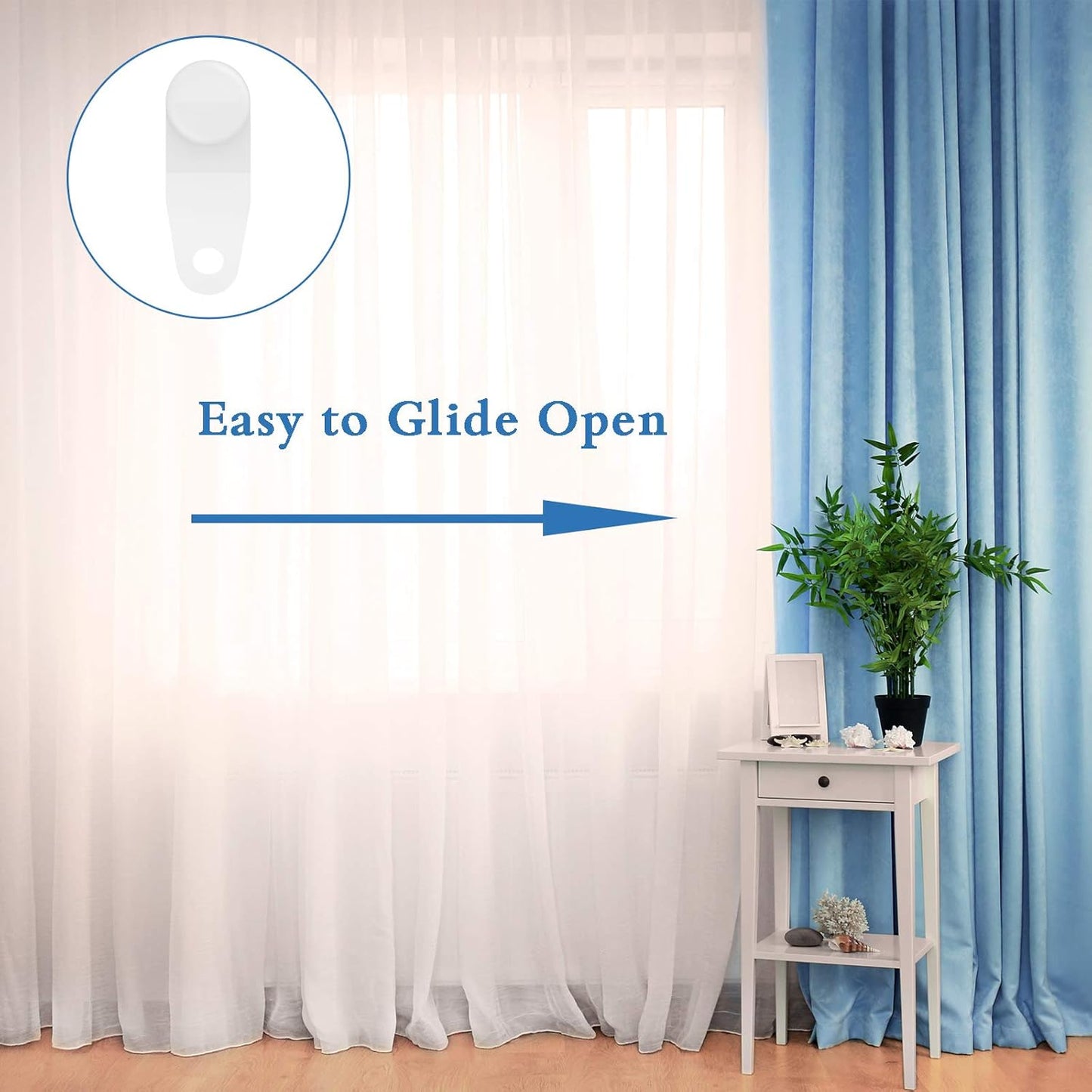 100 Pieces Traverse Rod Slides Curtain Replacement White Plastic Snap in Traversing Slides Track Glider V1258-DP02-B-3997