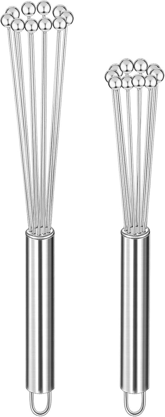 2 Pieces Stainless Steel Ball Whisk Wire Egg Whisk Set Kitchen for Cooking, Blending, Whisking, Beating, V1258-DP02-B-3999