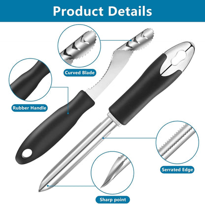 2 Pieces Jalapeno Pepper Corer Zucchini Cucumber Corer Remover with Serrated Slice and Rubber Handle Seed V1258-DP02-B-4007