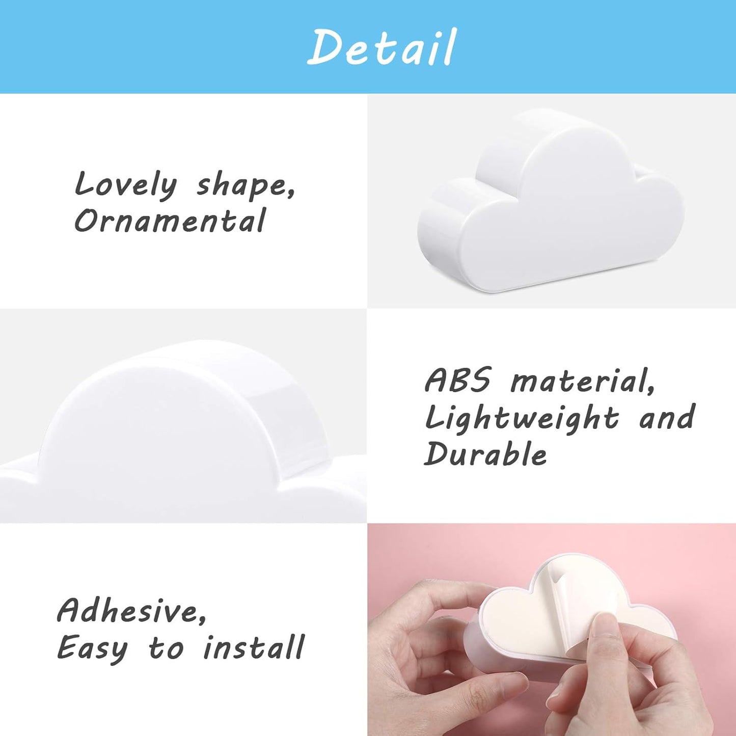 4 Pieces Cloud Magnetic Key Holder for Wall Key Rack Organizer Keychains Hooks with Adhesive for Door(White) V1258-DP02-B-4013