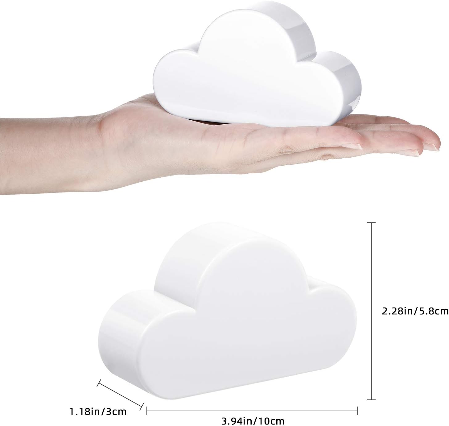 4 Pieces Cloud Magnetic Key Holder for Wall Key Rack Organizer Keychains Hooks with Adhesive for Door(White) V1258-DP02-B-4013