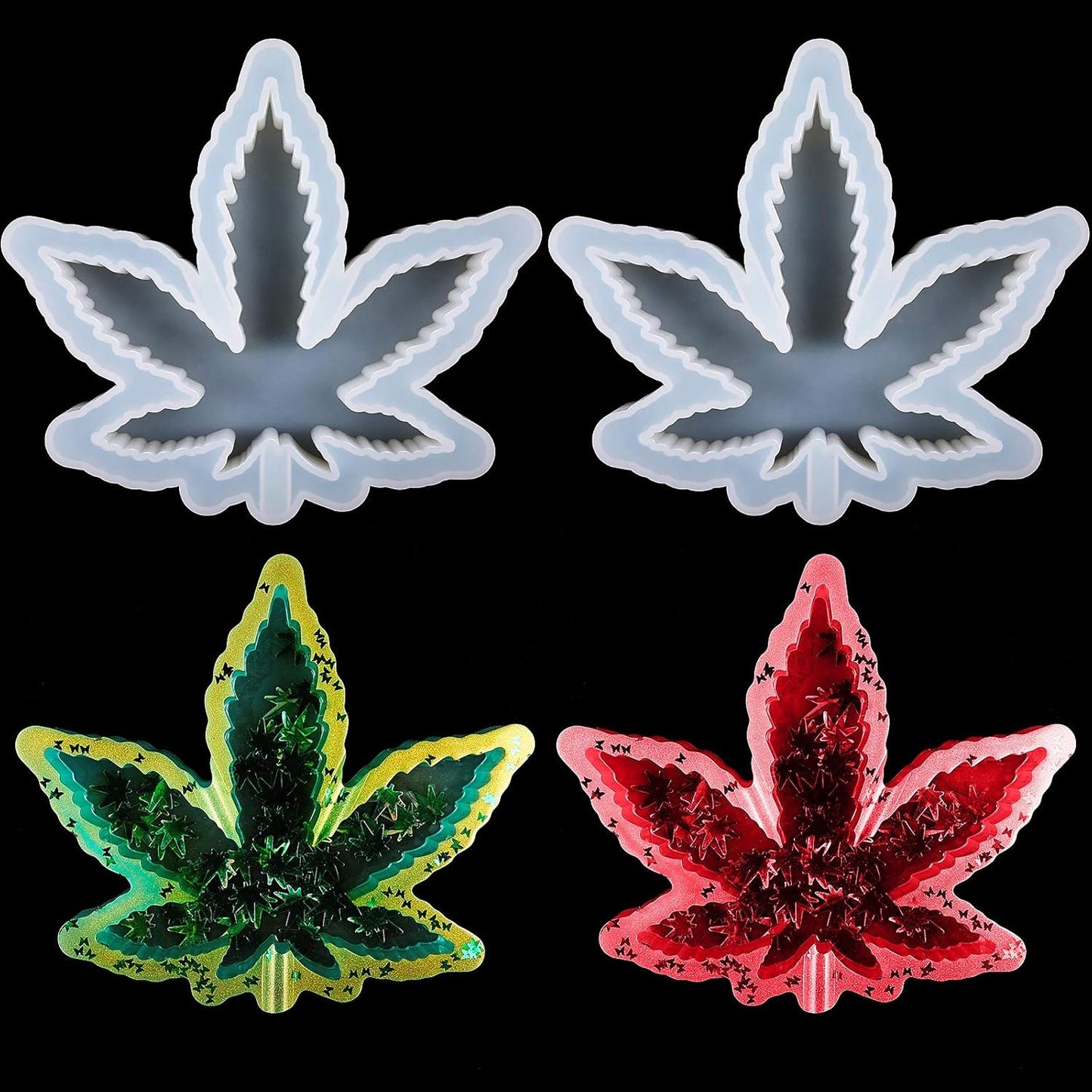 2 Pieces Maple Leaf Silicone Resin Mold, Large Leaf Tray Casting Mold for DIY Coasters, Soap Dish, Home V1258-DP02-B-4016