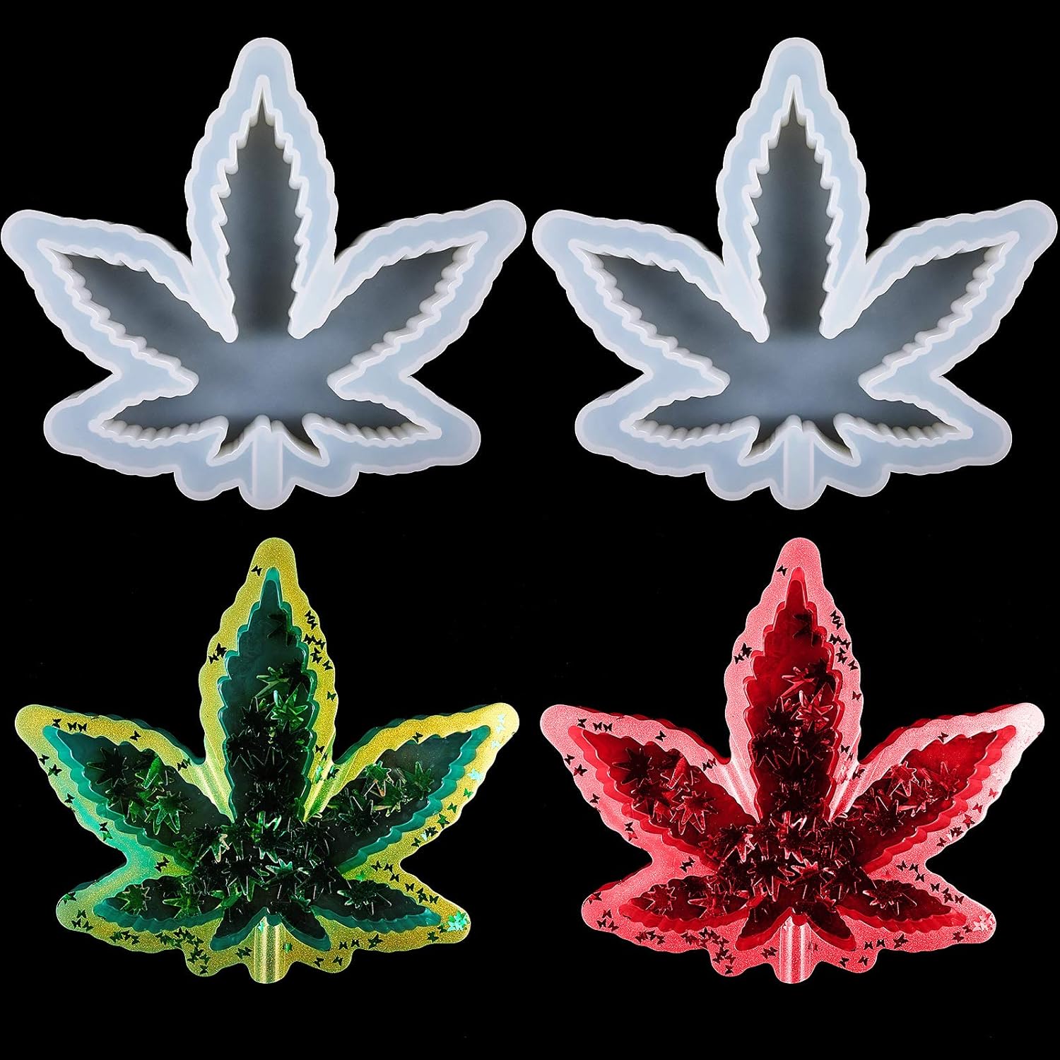 2 Pieces Maple Leaf Silicone Resin Mold, Large Leaf Tray Casting Mold for DIY Coasters, Soap Dish, Home V1258-DP02-B-4016