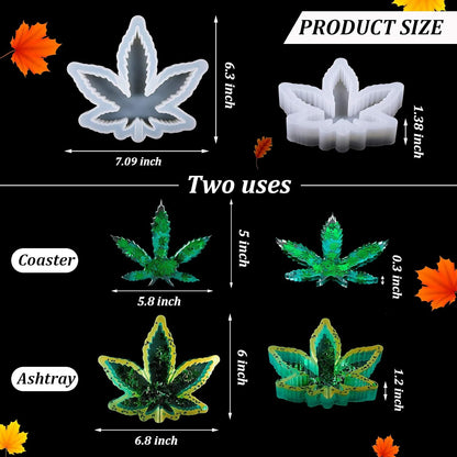 2 Pieces Maple Leaf Silicone Resin Mold, Large Leaf Tray Casting Mold for DIY Coasters, Soap Dish, Home V1258-DP02-B-4016