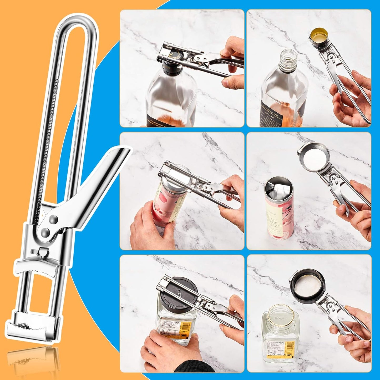 2 Pieces Master Opener Adjustable Jar and Bottle Adjustable Multifunction Stainless Steel Can Jar Lid Gripper V1258-DP02-B-4017