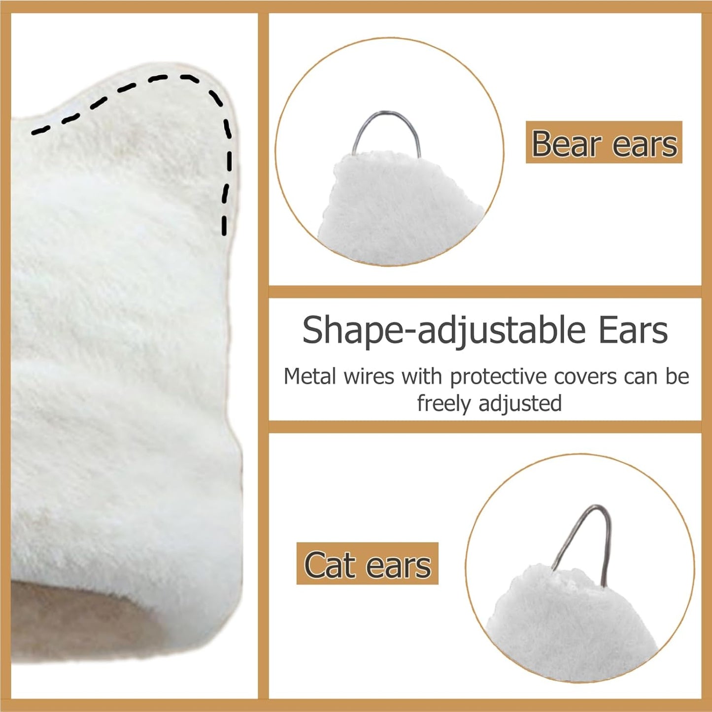 Womens Winter Beanie Hat Cute Cat/Bear Ear Hat for Women, Large Size Warm Plush Hat, Ears with Support - DIY V1258-DP02-B-4019