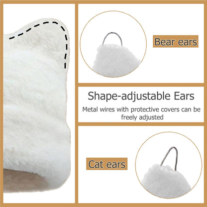 Womens Winter Beanie Hat Cute Cat/Bear Ear Hat for Women, Large Size Warm Plush Hat, Ears with Support - DIY V1258-DP02-B-4019