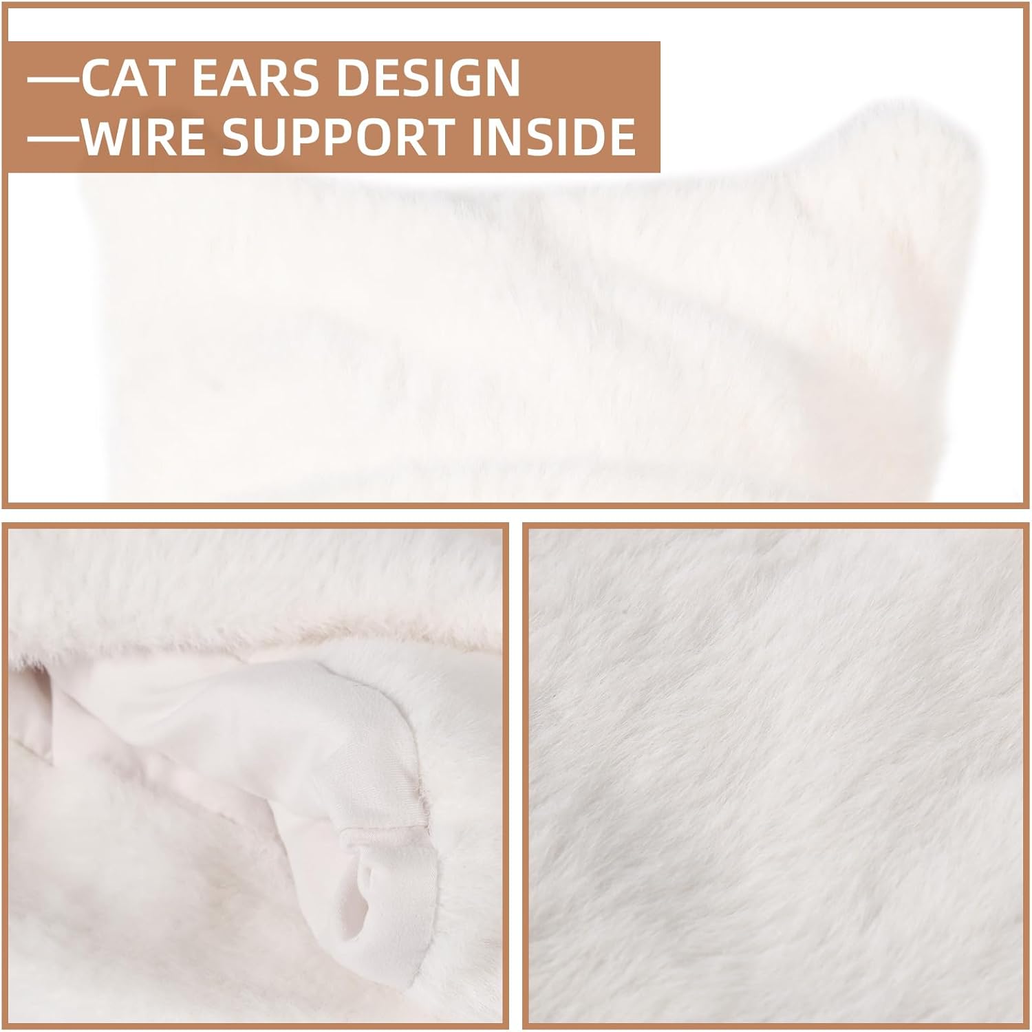 Womens Winter Beanie Hat Cute Cat/Bear Ear Hat for Women, Large Size Warm Plush Hat, Ears with Support - DIY V1258-DP02-B-4019