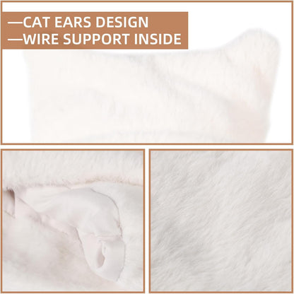 Womens Winter Beanie Hat Cute Cat/Bear Ear Hat for Women, Large Size Warm Plush Hat, Ears with Support - DIY V1258-DP02-B-4019