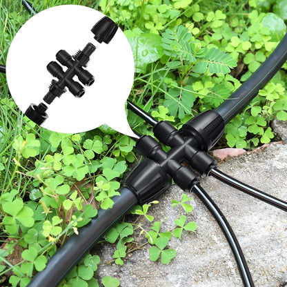 4 Packs 1/2''to 1/4''Barbed Tee Quick Connector,Drip Irrigation Fittings for 4-Way Connector V1258-DP02-B-402