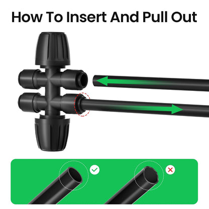 4 Packs 1/2''to 1/4''Barbed Tee Quick Connector,Drip Irrigation Fittings for 4-Way Connector V1258-DP02-B-402