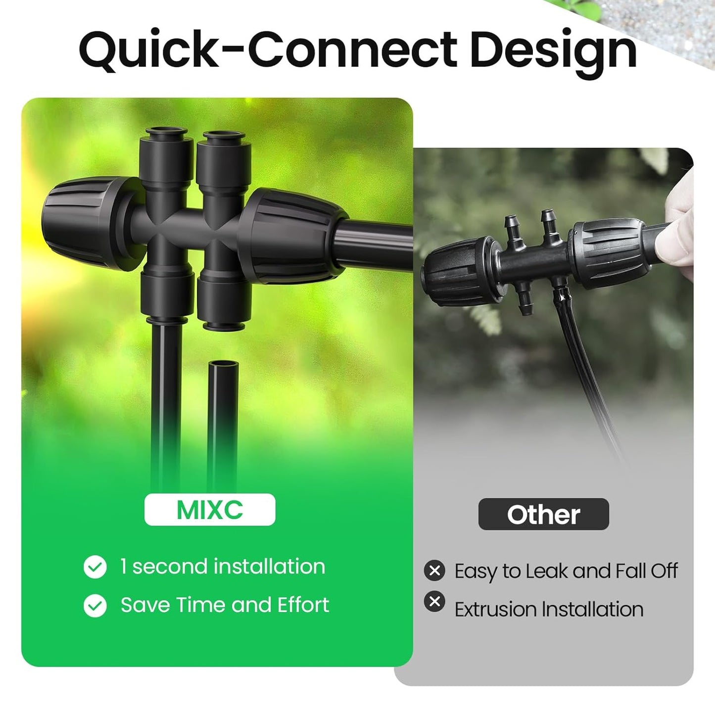 4 Packs 1/2''to 1/4''Barbed Tee Quick Connector,Drip Irrigation Fittings for 4-Way Connector V1258-DP02-B-402