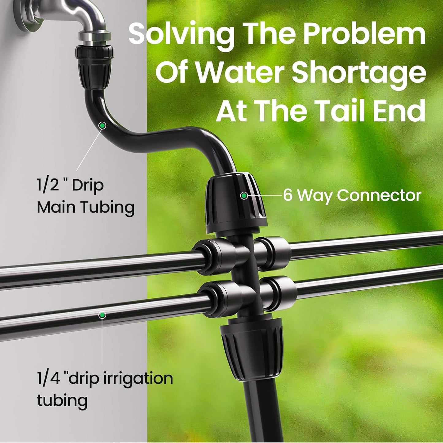 4 Packs 1/2''to 1/4''Barbed Tee Quick Connector,Drip Irrigation Fittings for 4-Way Connector V1258-DP02-B-402