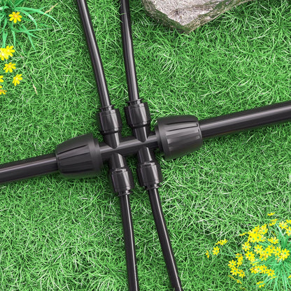 4 Packs 1/2''to 1/4''Barbed Tee Quick Connector,Drip Irrigation Fittings for 4-Way Connector V1258-DP02-B-402