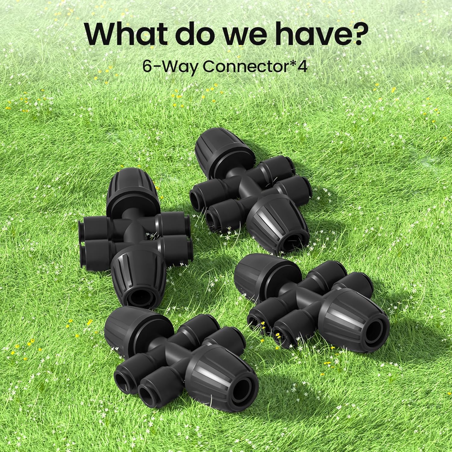4 Packs 1/2''to 1/4''Barbed Tee Quick Connector,Drip Irrigation Fittings for 4-Way Connector V1258-DP02-B-402