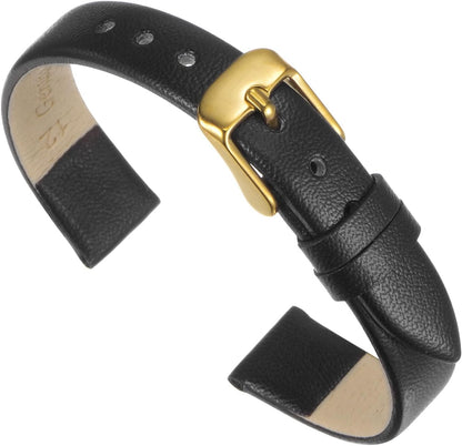 Multi-sizes Genuine Leather Band, Flat Thin Elegant Leather Watch Strap for Men and Women V1258-DP02-B-4022
