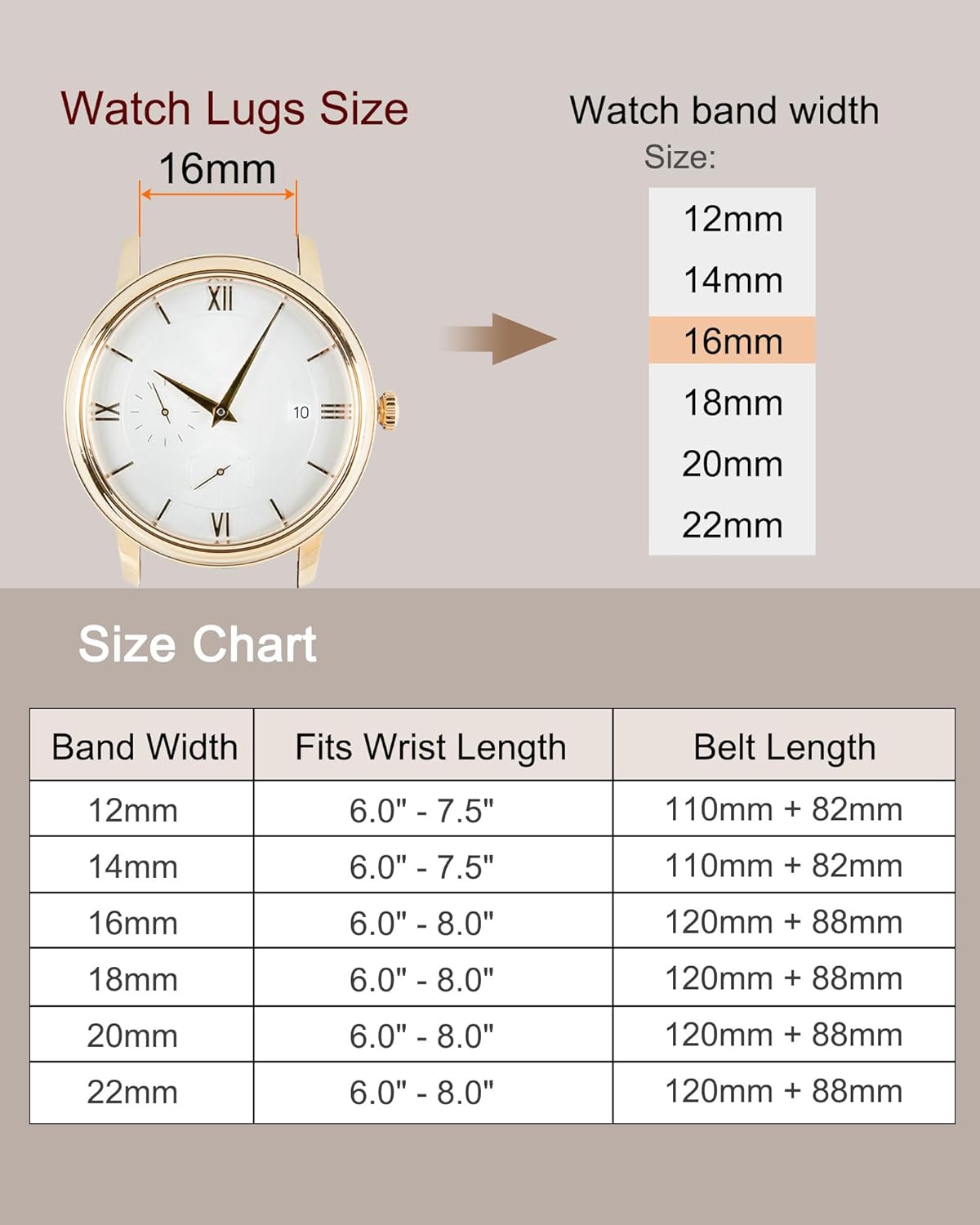 Multi-sizes Genuine Leather Band, Flat Thin Elegant Leather Watch Strap for Men and Women V1258-DP02-B-4022