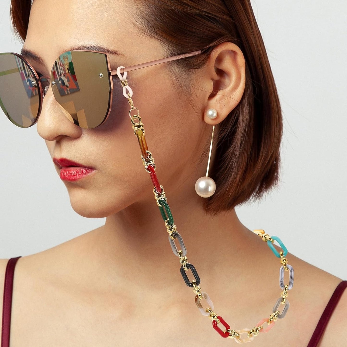 Acrylic Glasses Chain, Eyeglass Chain Holder Strap Chains V1258-DP02-B-4024