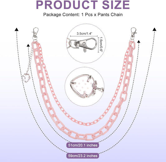 Strawberry Punk Pants Chain for Women and Men, Jeans Chain Trousers Chain Anti-Theft Belt Wallet Chain Waist V1258-DP02-B-4025